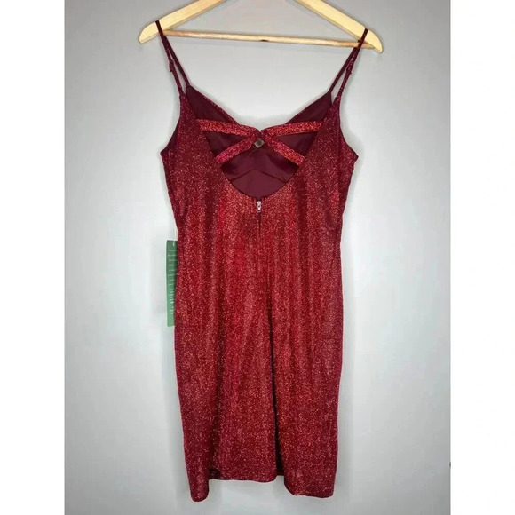 City triangles RED glitter bandage mini dress NYE holiday party midi size 9 - Picture 7 of 9